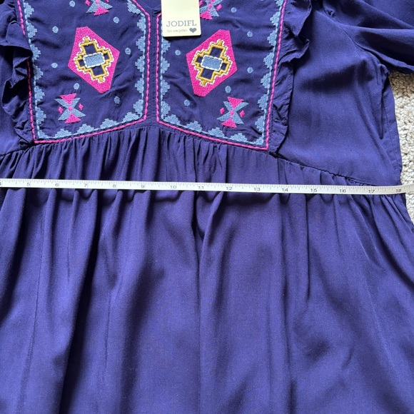 NWT JODIFL Indigo Purple Long Sleeve Embroidered Blouse Women’s Medium Boho - Picture 11 of 11